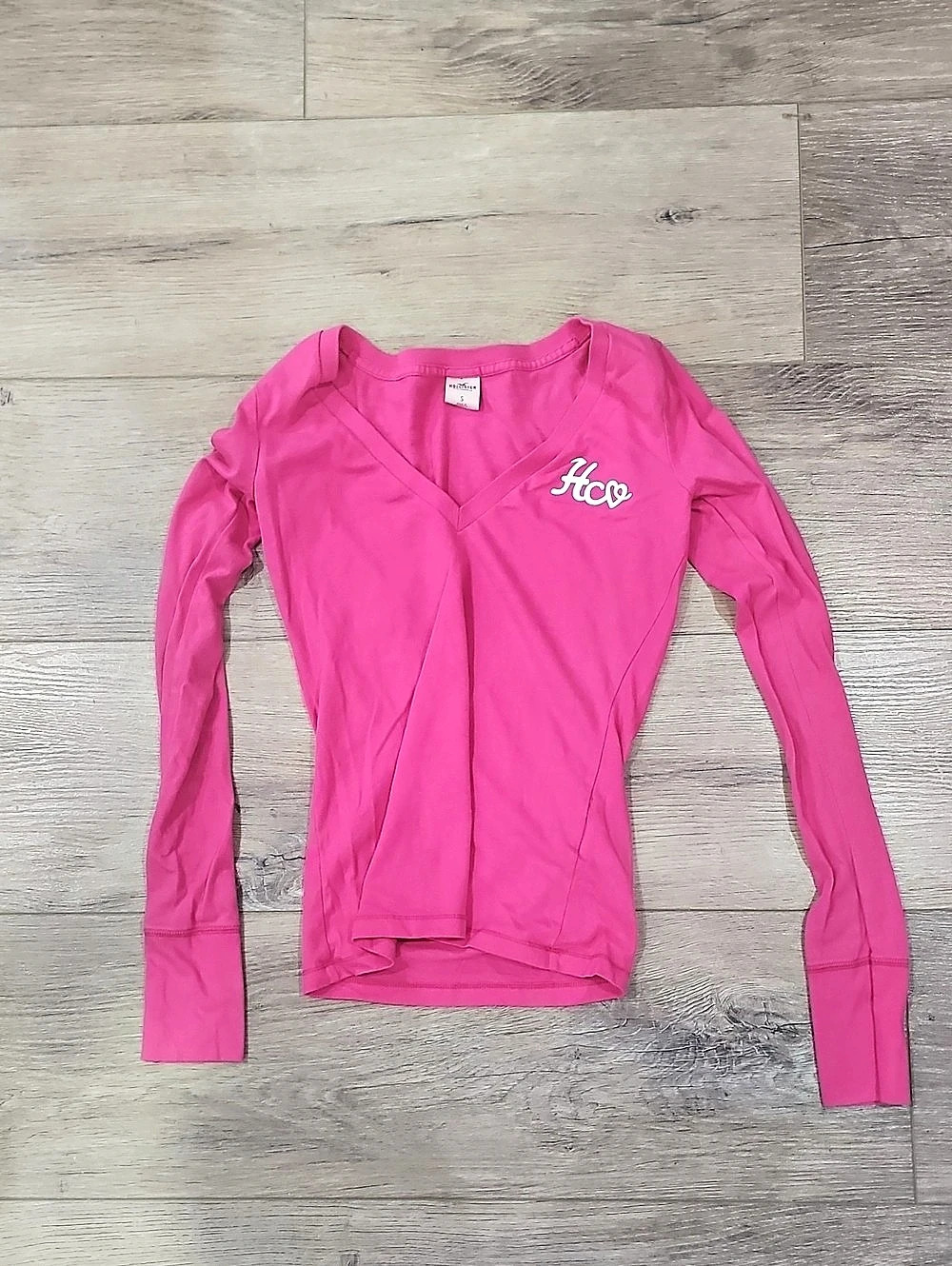 Hollister Long Sleeve Logo Top in Pink Size Small